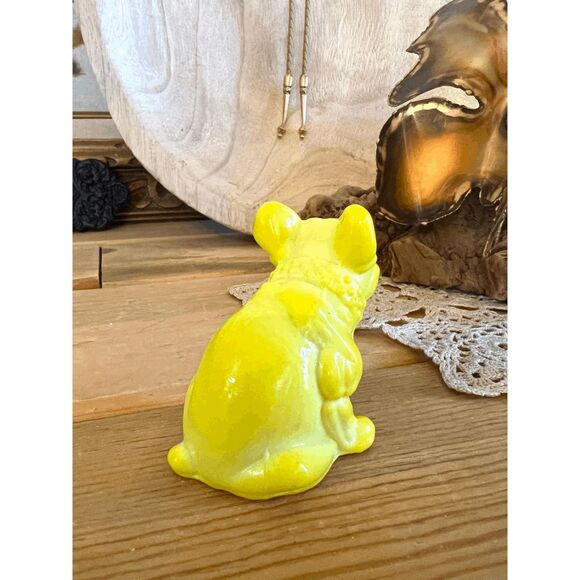Westmoreland Mold French Bulldog Figurine –Dandelion Yellow– Mosser Glass – Rhin - Picture 3 of 6